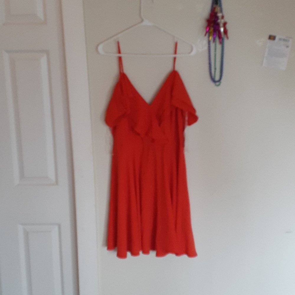 Red Ruffle Tank Flare Dress